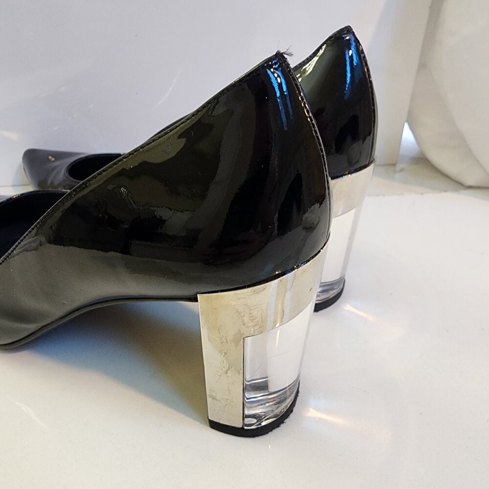 Stuart Weitzman Patent Leather W/Mirrored Clear Heel - Size 10 - Picture 7 of 10